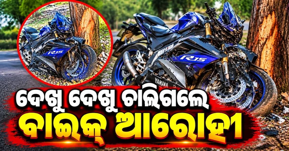 ଦେଖୁ ଦେଖୁ ଗଛରେ ପିଟି ହୋଇଗଲା ଦ୍ରୁତଗାମୀ ବାଇକ୍; ଅକାଳେ ଚାଲିଗଲା ୨ ଜୀବନ