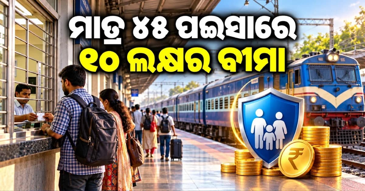 ଆଜିଠାରୁ ରେଳବାଇର ନୂଆ ନିୟମ, ମାତ୍ର ୪୫ ପଇସାରେ ମିଳିବ ୧୦ ଲକ୍ଷ ଟଙ୍କାର ବୀମା
