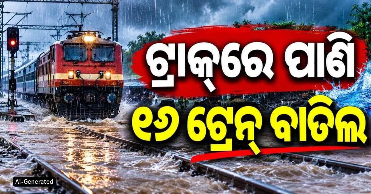 ଟ୍ରେନ୍ ଟ୍ରାକ୍ରେ ଚାଲୁଛି ପାଣି; ବାତିଲ୍ ହେଲା ବ୍ରହ୍ମପୁର ଦେଇ ଯିବାକୁ ଥିବା ଏସବୁ ଟ୍ରେନ୍