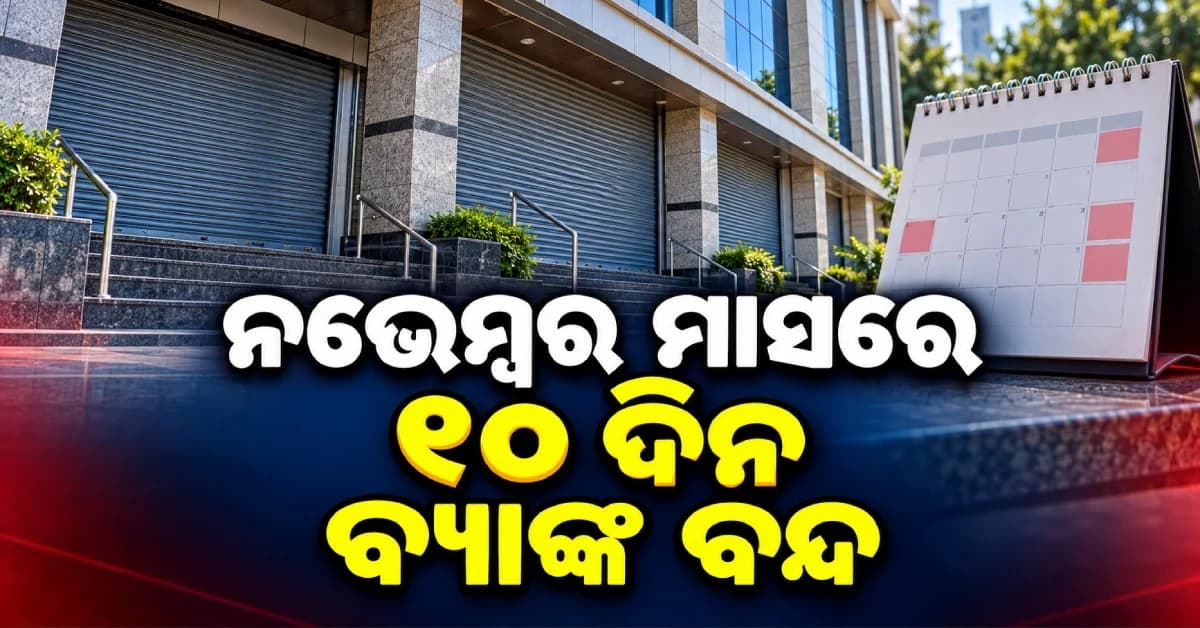 ନଭେମ୍ବରରେ ୧୦ ଦିନ ବ୍ୟାଙ୍କ ବନ୍ଦ ରହିବ ! ବ୍ୟାଙ୍କ ଯିବା ପୂର୍ବରୁ ଦେଖନ୍ତୁ ଏହି ତାଲିକା