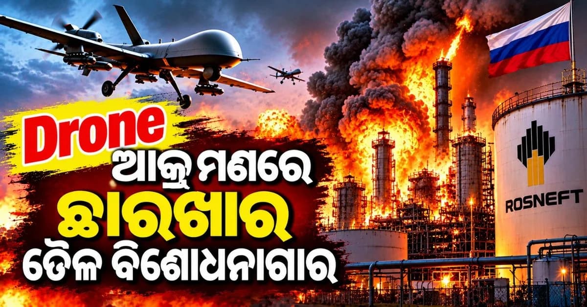 ୟୁକ୍ରେନ୍ ଡ୍ରୋନ୍ ଆକ୍ରମଣରେ ଛାରଖାର ଋଷୀୟ ତୈଳ ବିଶୋଧନାଗାର; ୨ ସପ୍ତାହ ପରେ ପୁଣି ଟାର୍ଗେଟ୍ ରେ ରୋସନେଫ୍ଟ ପ୍ଲାଣ୍ଟ