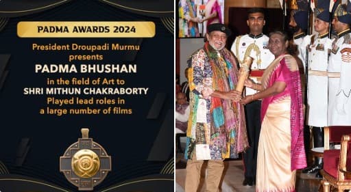 Mithun Chakraborty Conferred With Padma Bhushan By President Droupadi Murmu