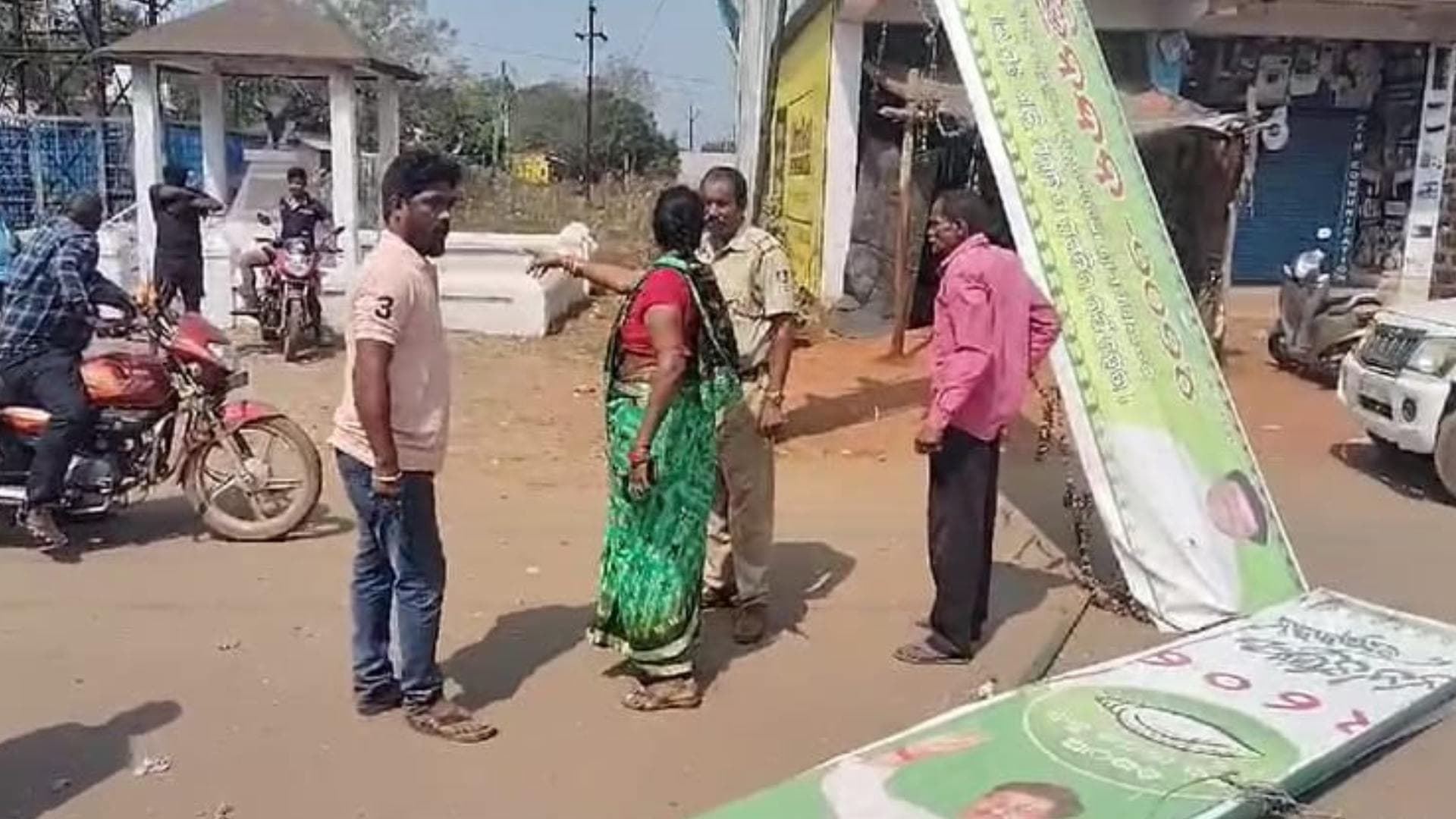Couple Injured After Hoarding Of Raja Swain Falls On Them In Cuttack's Athagarh