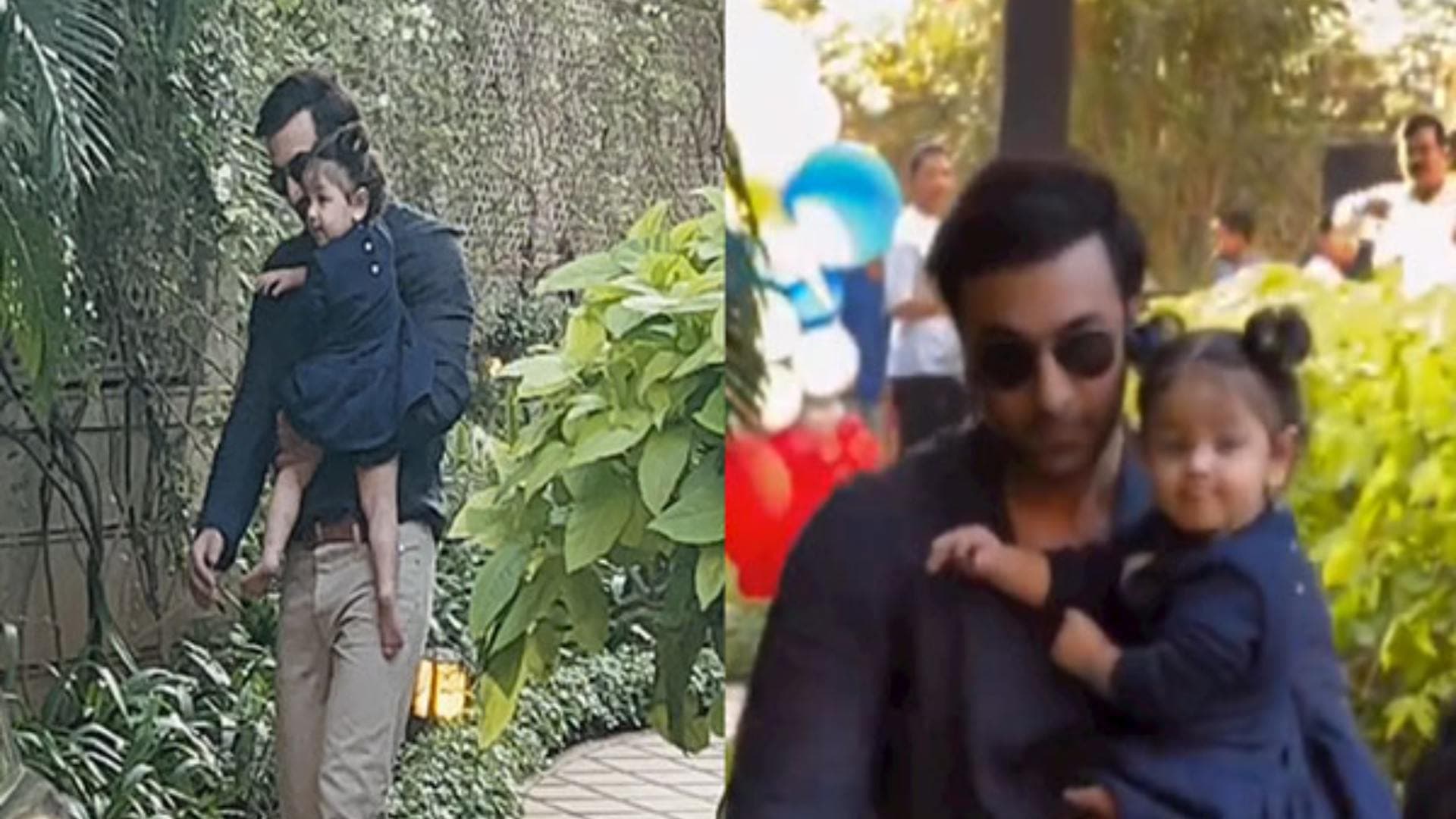 Ranbir Twins With Daughter Raha In Blue Outfits At B'day Bash Of Kareena's Son