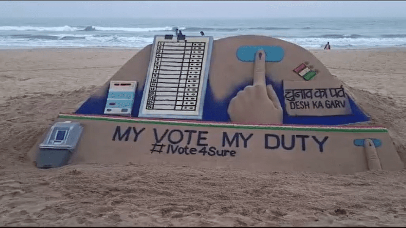 ବାଲୁକା କଳାରେ MY VOTE MY DUTY ର ଆହ୍ଵାନ
