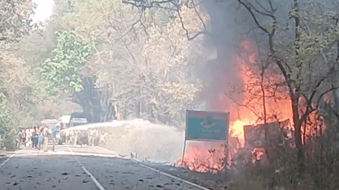 Onion Truck Catches Fire in Mayurbhanj