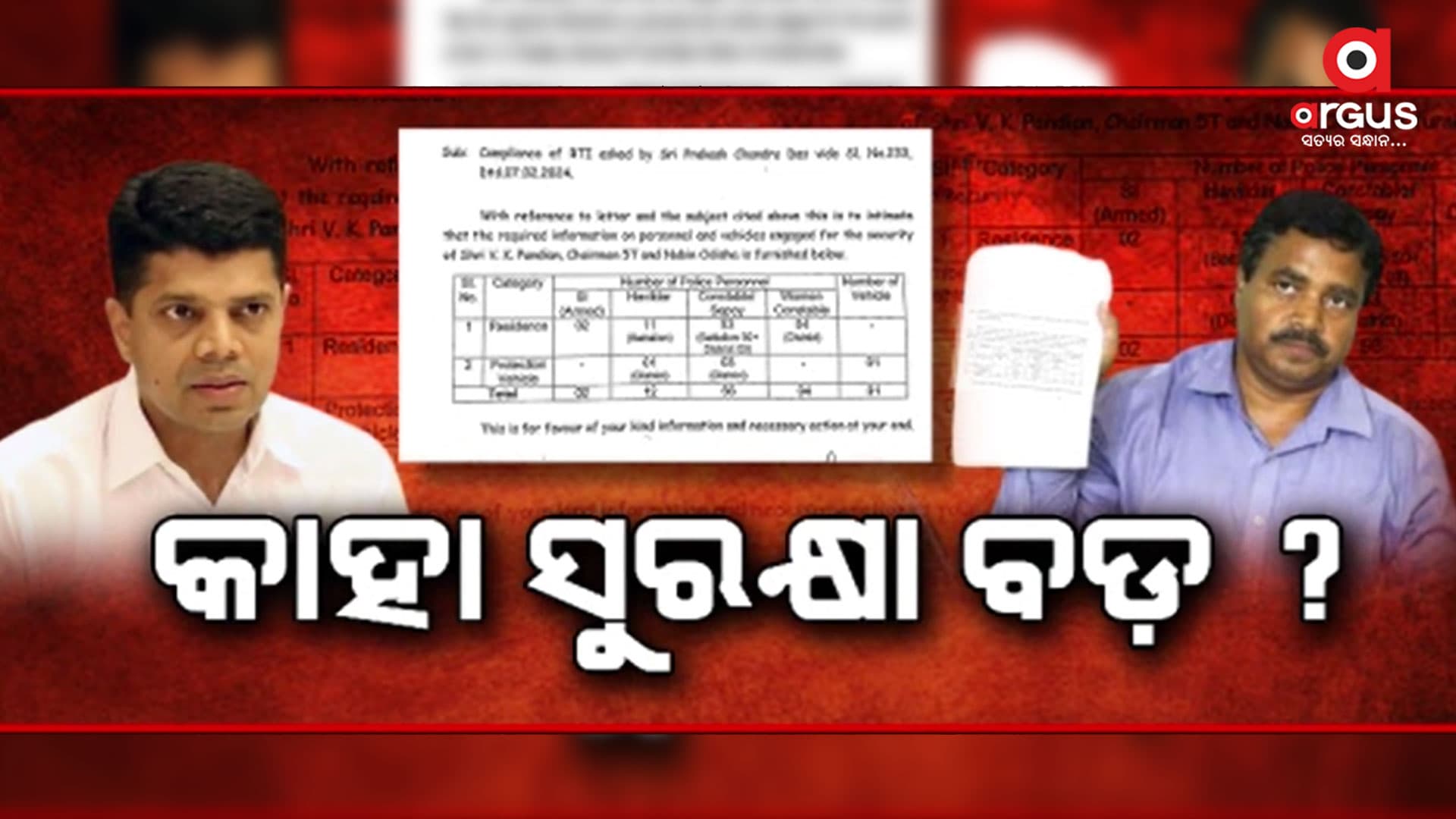 ମୁଖ୍ୟମନ୍ତ୍ରୀ ଙ୍କ ସୁରକ୍ଷା ଠାରୁ ବଡ କି ପାଣ୍ଡିଆନଙ୍କ ସୁରକ୍ଷା ?