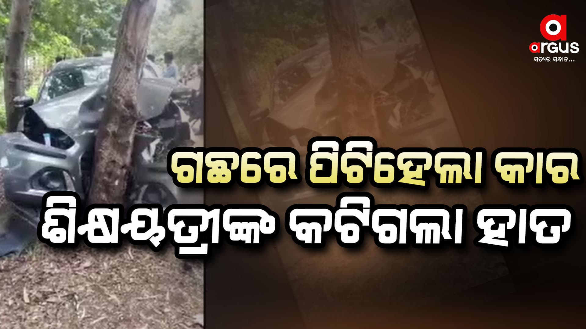 ଭାରସାମ୍ୟ ହରାଇ ରାସ୍ତା କଡରେ ଥିବା ଗଛରେ ପିଟିହେଲା କାର୍